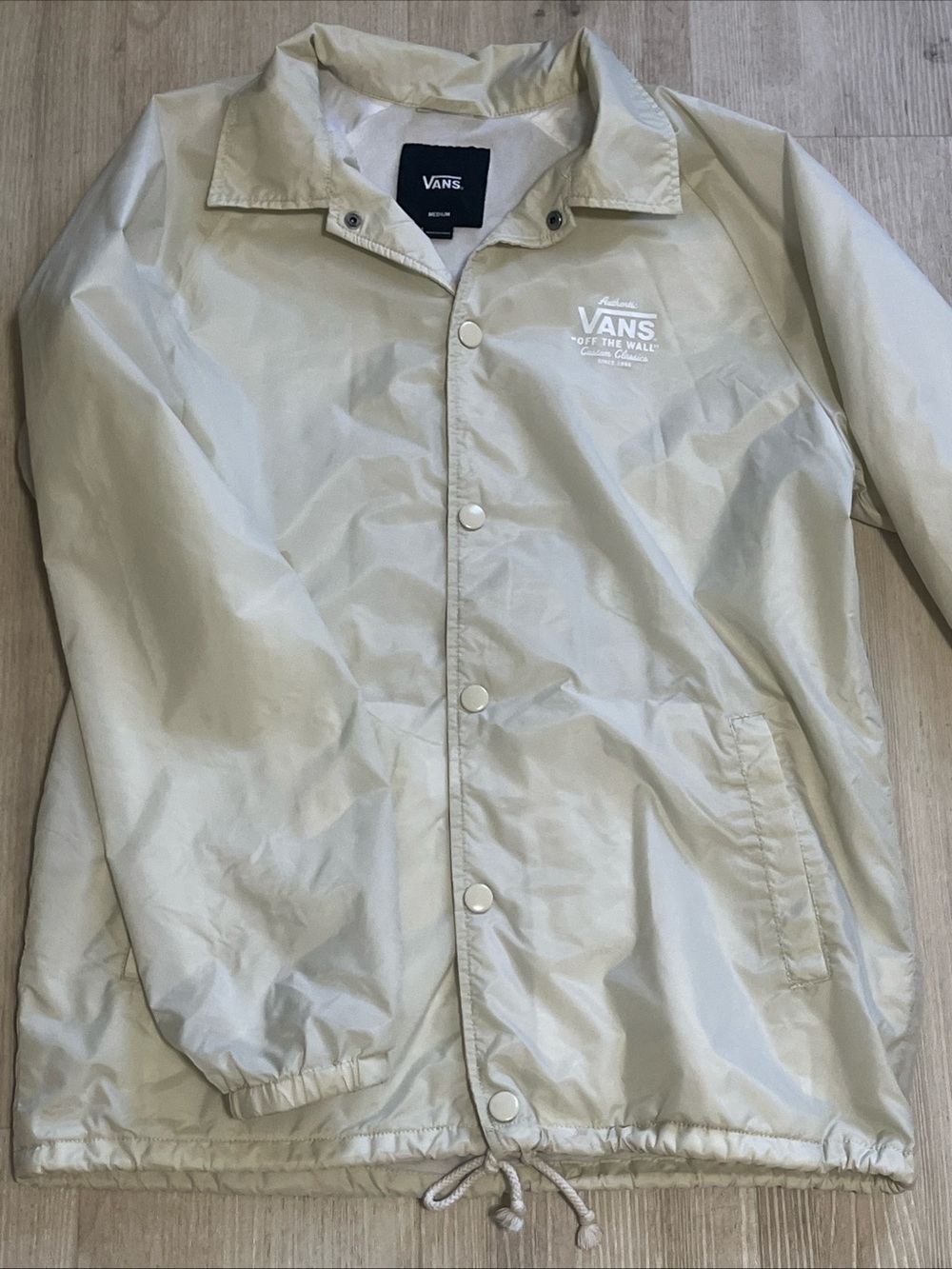 Vans Men's Lightweight Ivory Windbreaker Jacket Slim Fit